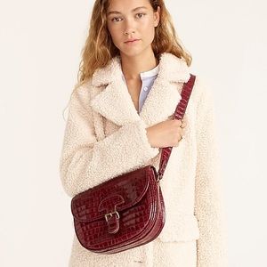 Large saddle bag in croc-embossed leather- J. Crew